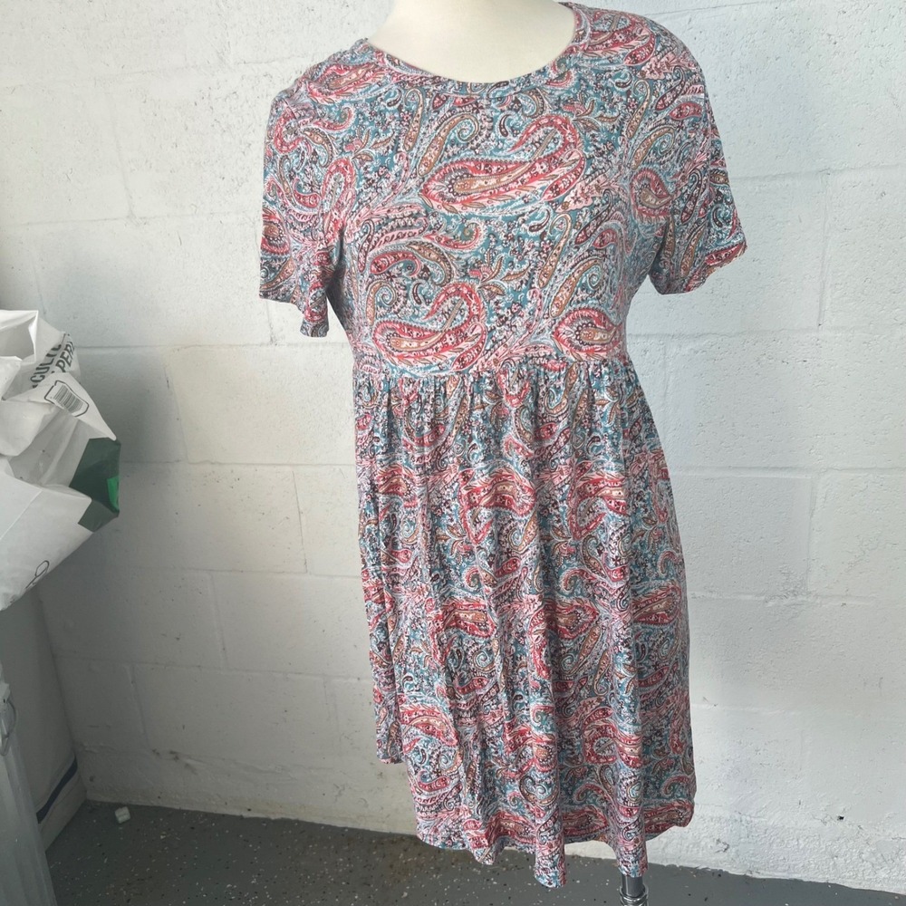 LONGYUAN Womens Dress Paisley Empire Waist Multicolor XL